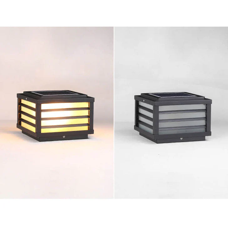 Solar Outdoor Wall Lamp Black Square Fence Mount Design - Image 9