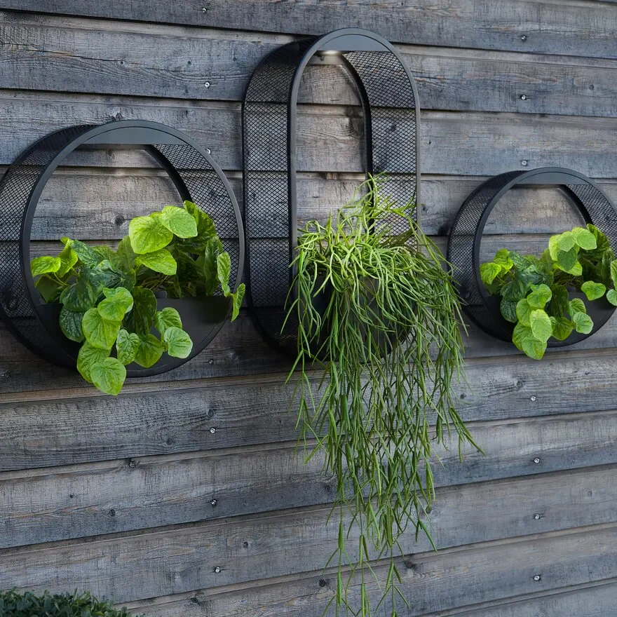 Solar Outdoor Wall Lantern With Integrated Flower Pot And Light Sensor - Image 2