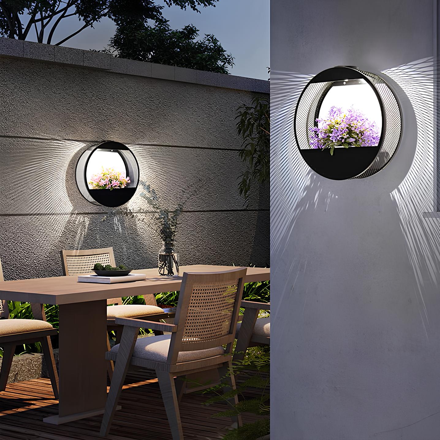Solar Outdoor Wall Lantern With Integrated Flower Pot And Light Sensor - Image 8