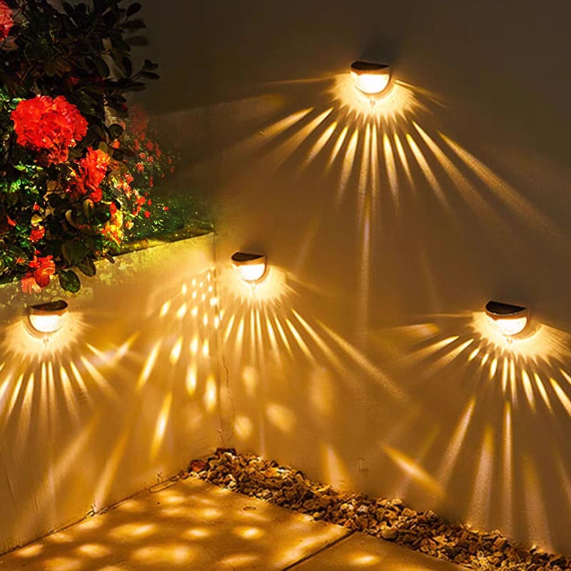 Solar Outdoor Wall Light Round Black With Patterned Light Effect - Image 2