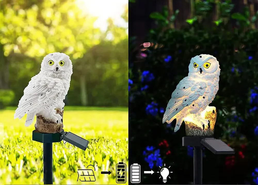 Solar Owl Shaped Plastic Garden Stake Light with Warm LED - Image 10