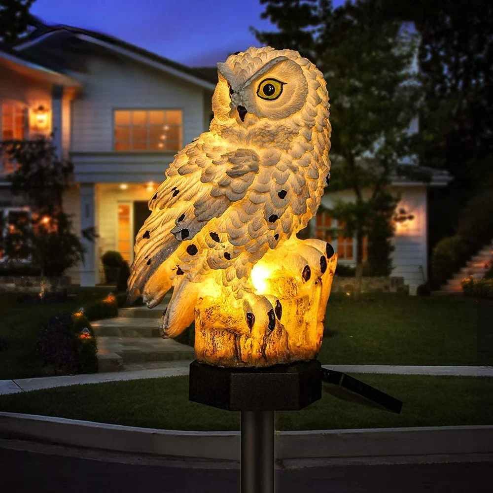 Solar Owl Shaped Plastic Garden Stake Light with Warm LED - Image 2
