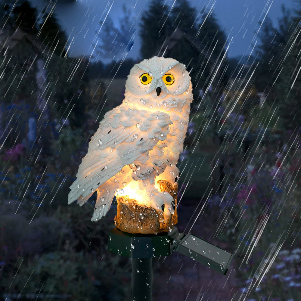 Solar Owl Shaped Plastic Garden Stake Light with Warm LED - Image 3