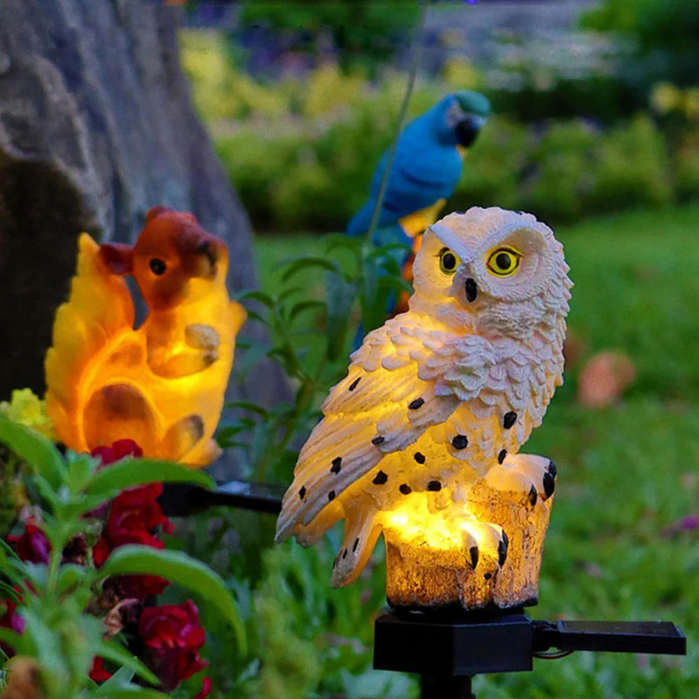 Solar Owl Shaped Plastic Garden Stake Light with Warm LED - Image 4