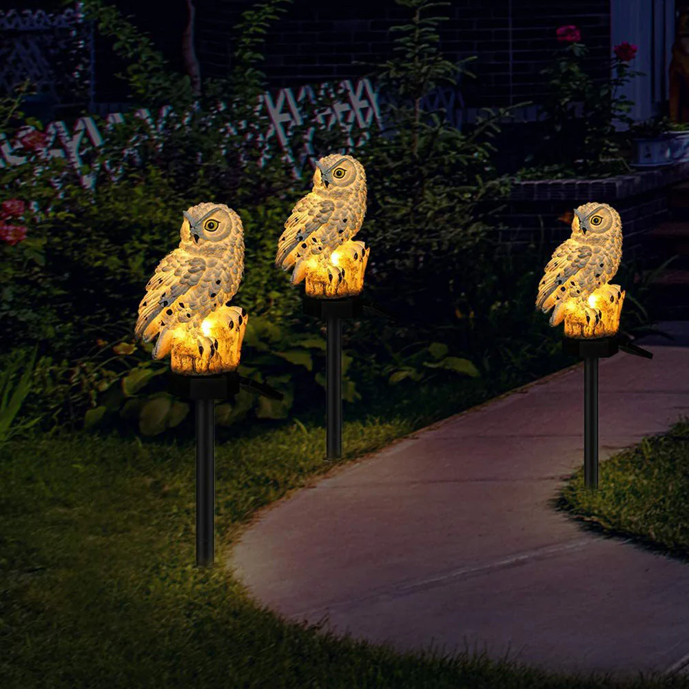Solar Owl Shaped Plastic Garden Stake Light with Warm LED - Image 5