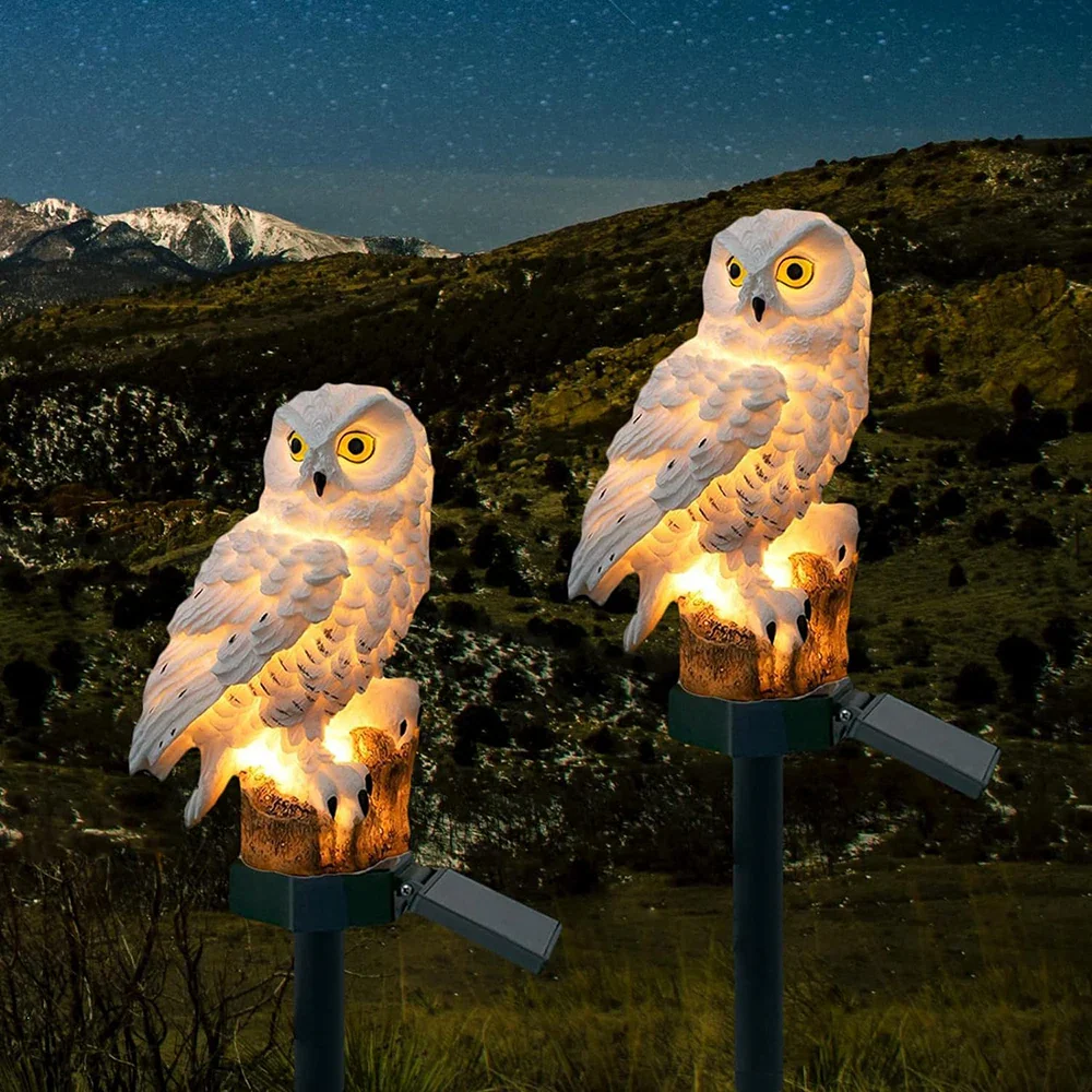 Solar Owl Shaped Plastic Garden Stake Light with Warm LED - Image 6