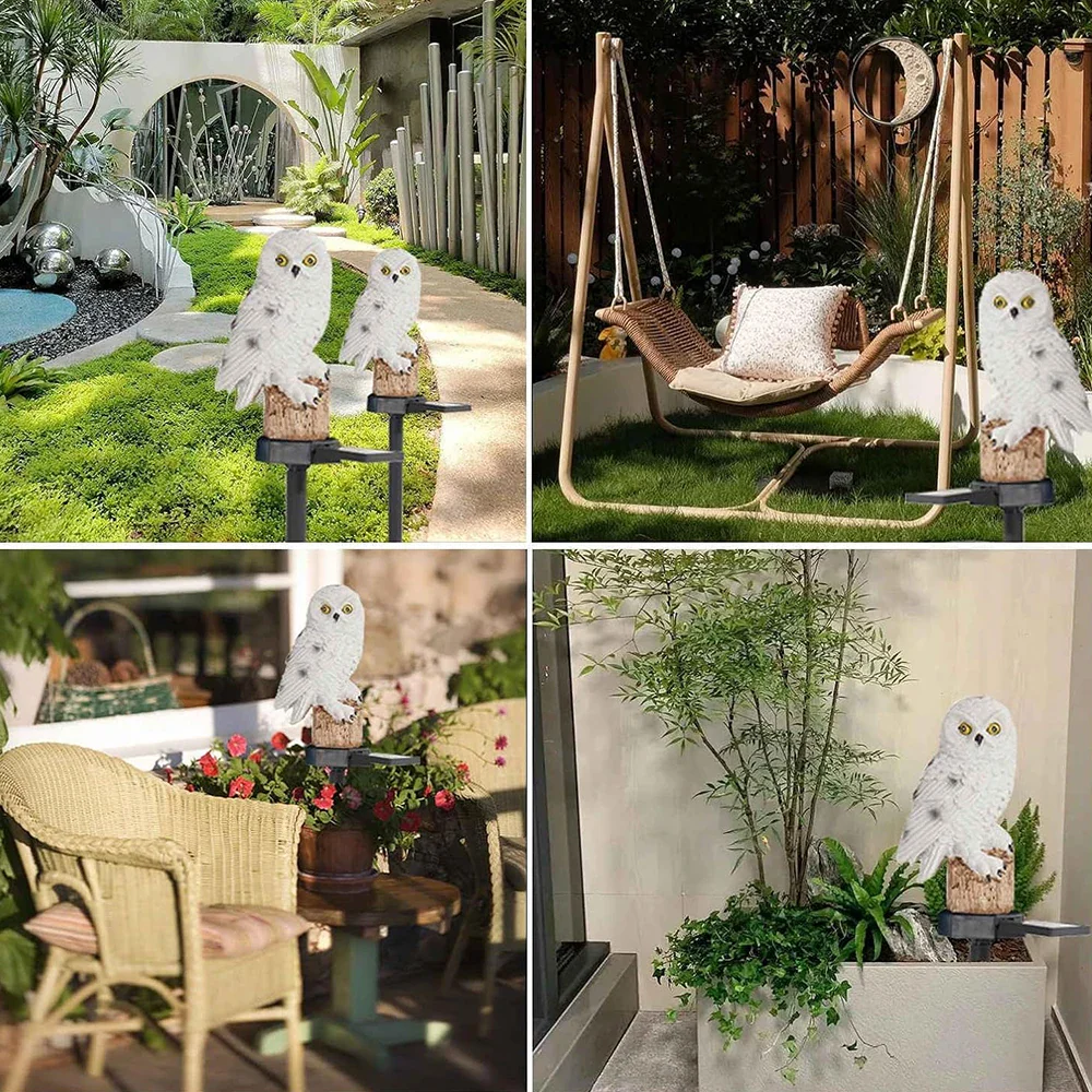 Solar Owl Shaped Plastic Garden Stake Light with Warm LED - Image 7