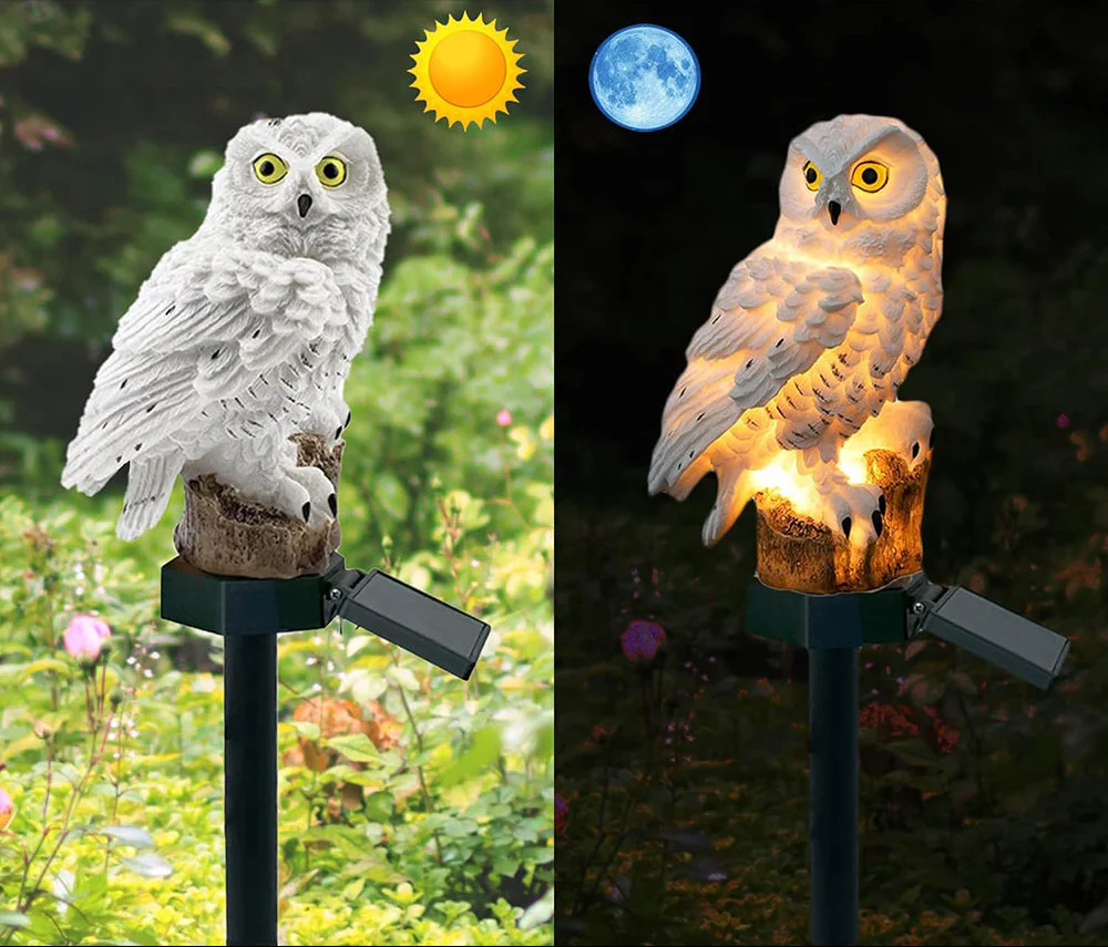 Solar Owl Shaped Plastic Garden Stake Light with Warm LED - Image 8