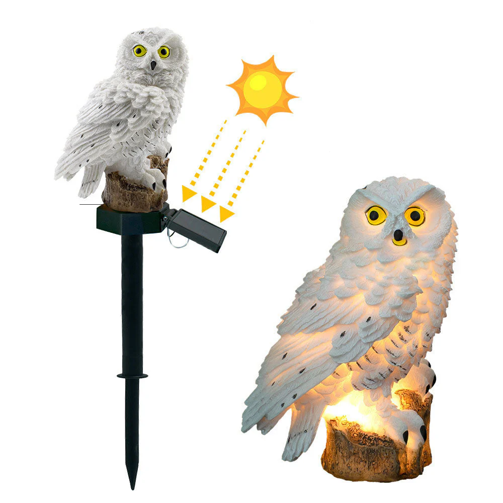 Solar Owl Shaped Plastic Garden Stake Light with Warm LED - Image 9