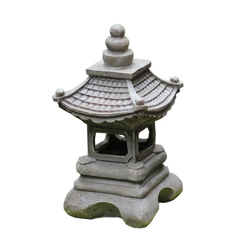 Solar Powered Pagoda Shape Resin Garden Light in Stone Finish - Image 9