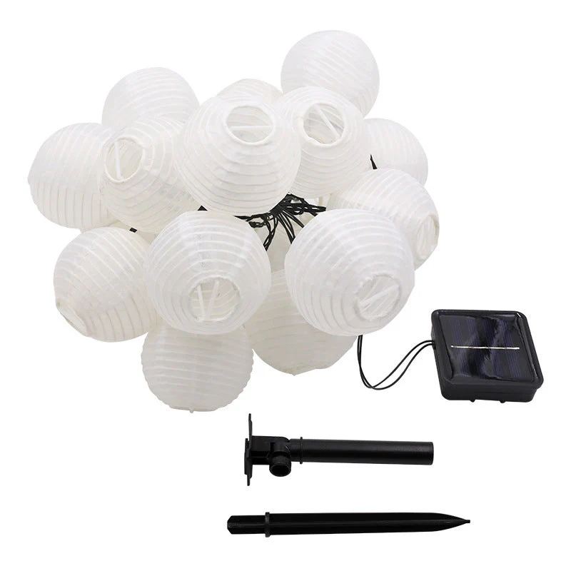 Solar String Lights with Multicolour Round Lantern Shades - Image 9