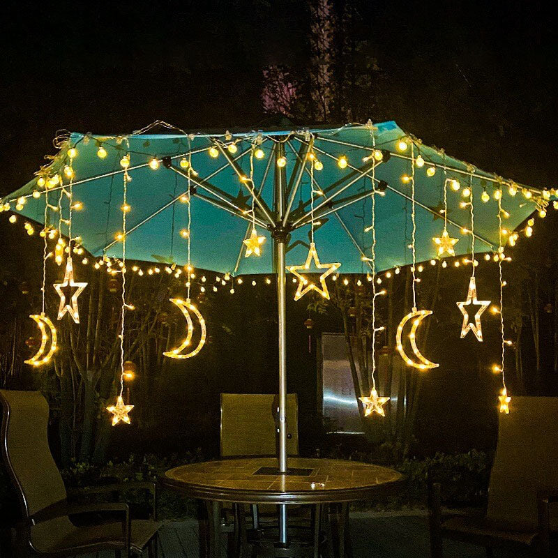 Solar String Lights with Star and Moon Hanging Shapes