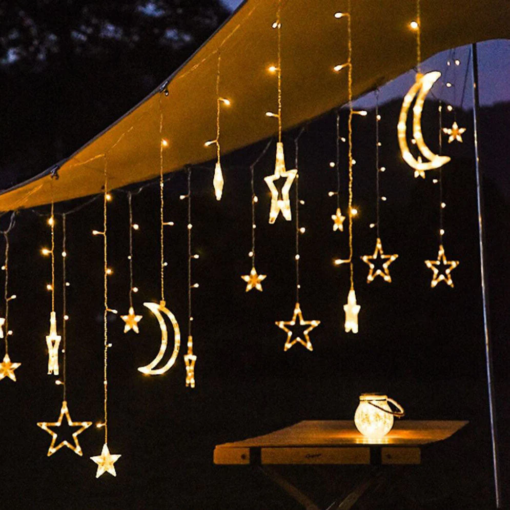 Solar String Lights with Star and Moon Hanging Shapes - Image 12