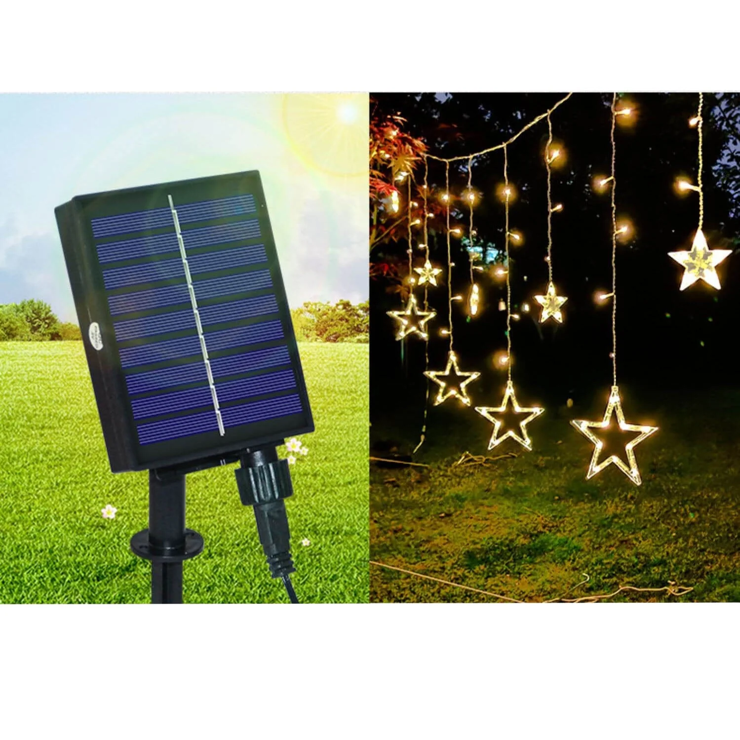 Solar String Lights with Star and Moon Hanging Shapes - Image 14