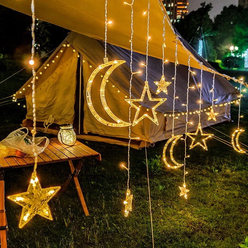 Solar String Lights with Star and Moon Hanging Shapes - Image 2