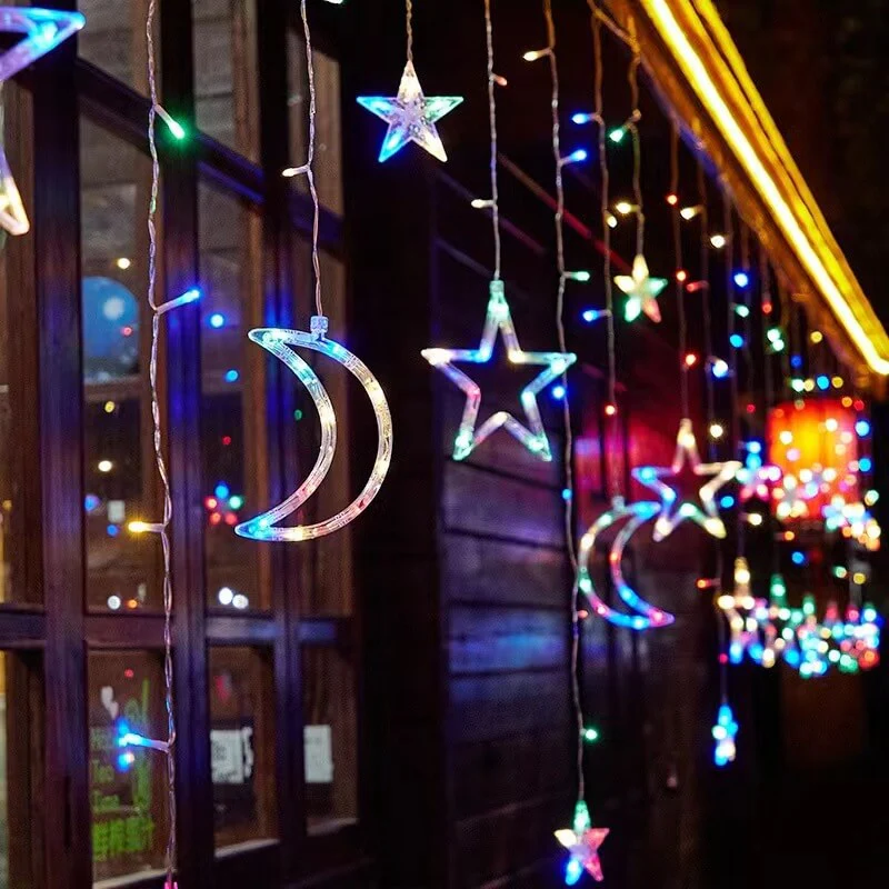 Solar String Lights with Star and Moon Hanging Shapes - Image 3
