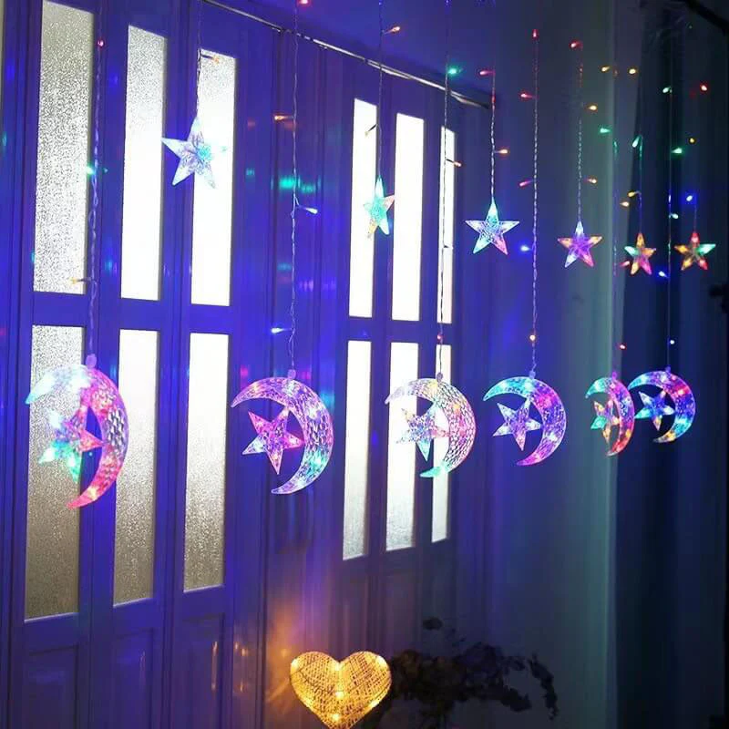 Solar String Lights with Star and Moon Hanging Shapes - Image 9