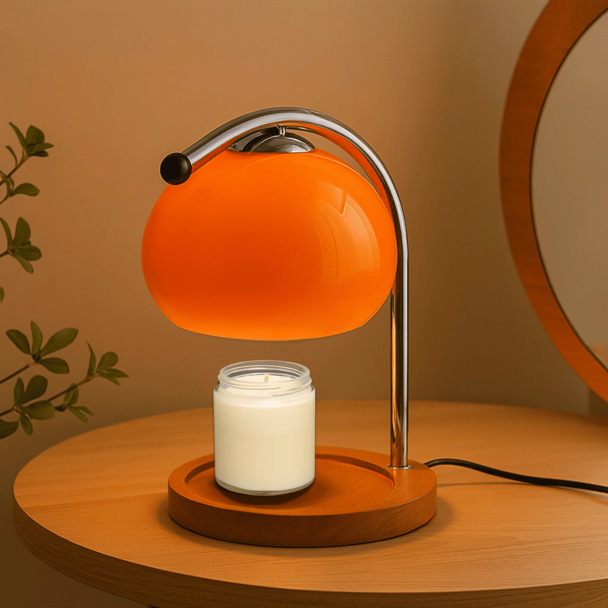 Stained Glass Table Lamp with LED Light and Candle Warmer Base - Image 4