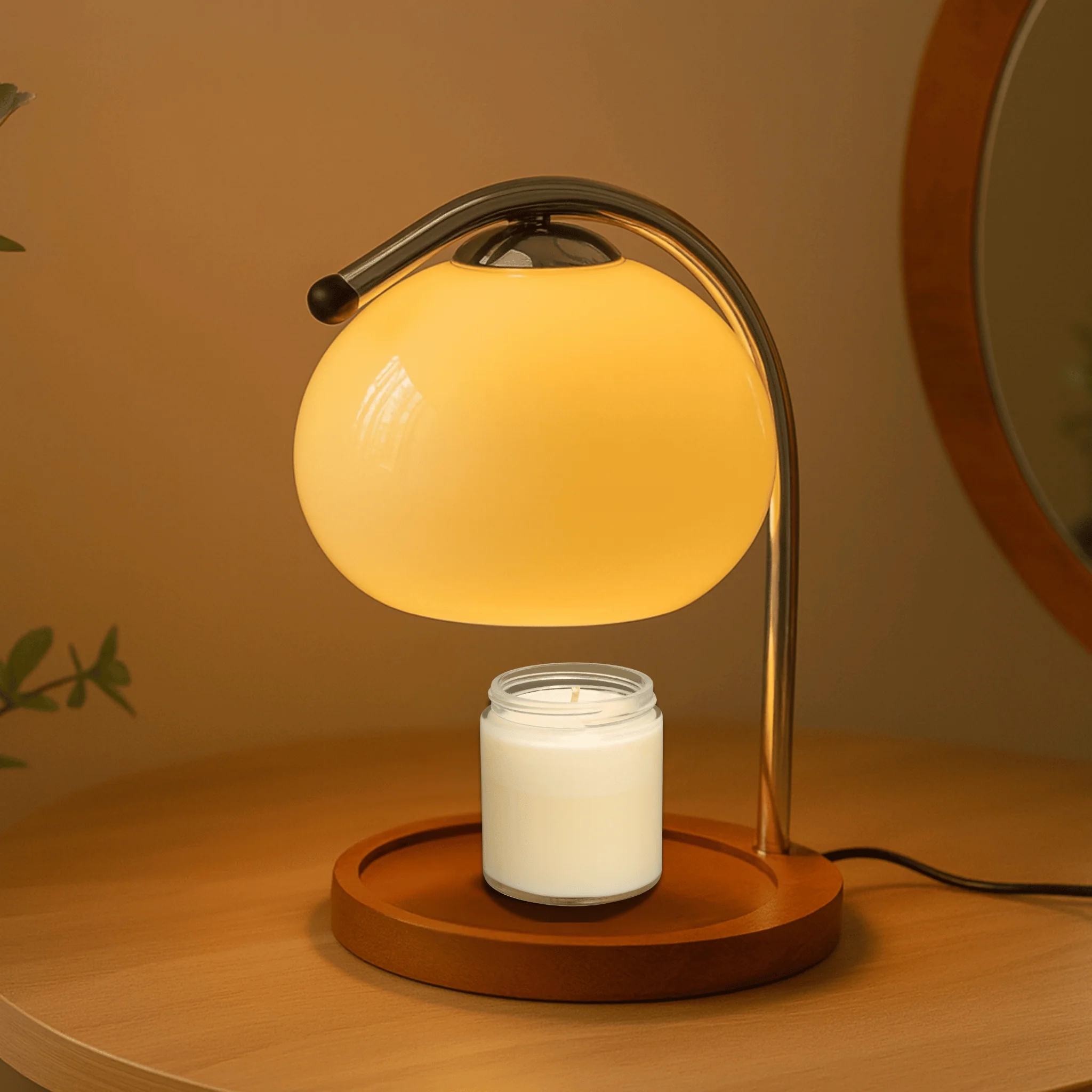 Stained Glass Table Lamp with LED Light and Candle Warmer Base - Image 5