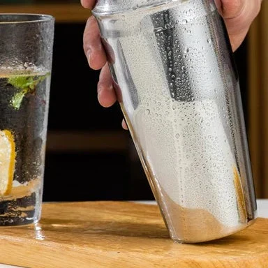 Stainless Steel Cocktail Shaker Set With Bamboo Stand - Image 3