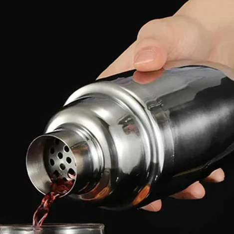 Stainless Steel Cocktail Shaker Set With Bamboo Stand - Image 4