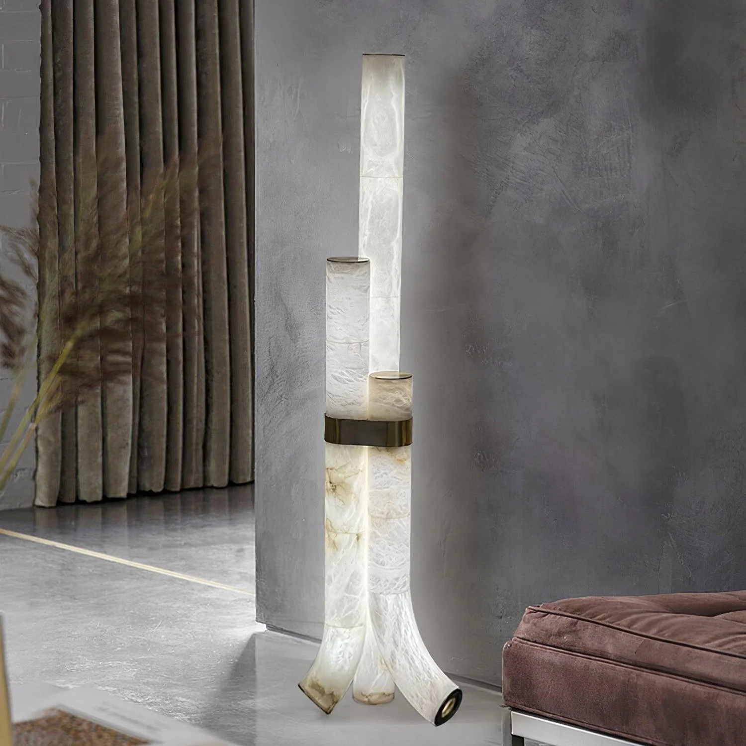 Stone Floor Lamp with Tall Alabaster Light Panels - Image 12