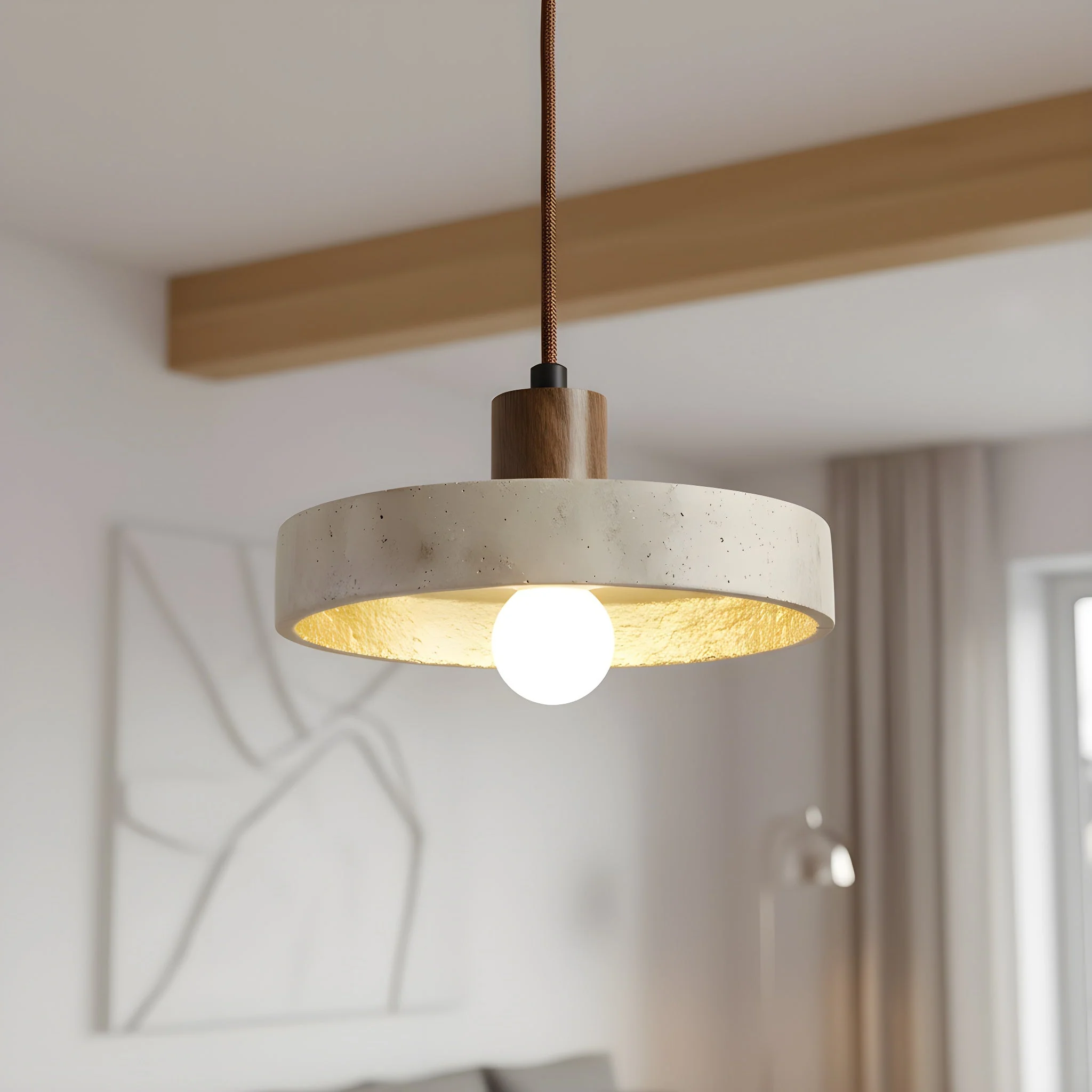 Stone Travertine Bauhaus Pendant Light - Image 4