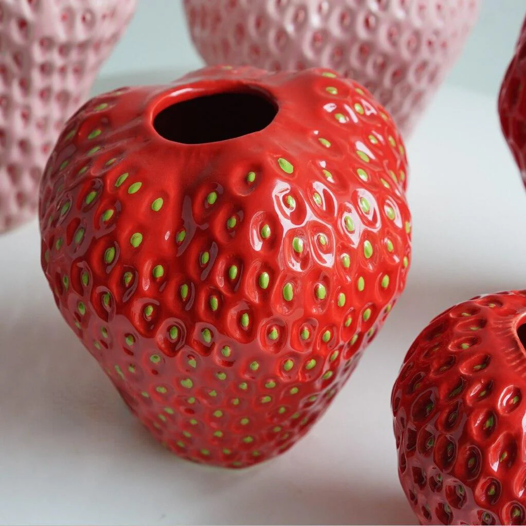 Strawberry Ceramic Decorative Vase For Flowers And Table Decor - Image 6