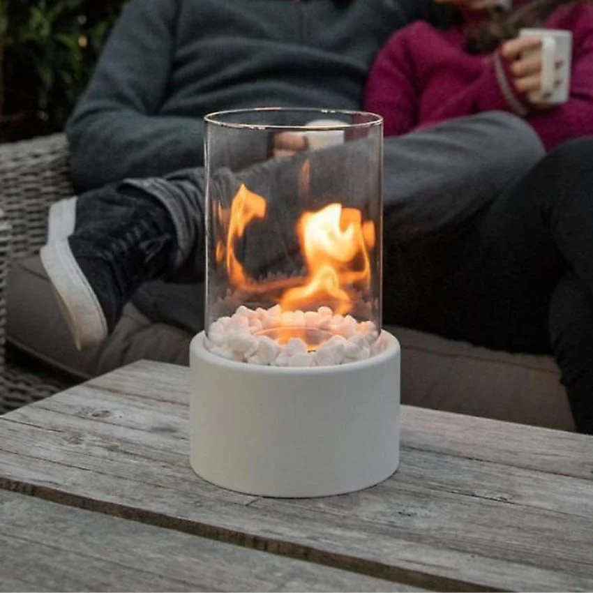 Tabletop Bio ethanol Fireplace with Glass Cylinder and Metal Base - Image 12