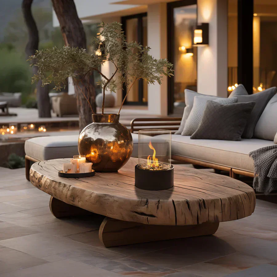 Tabletop Bio ethanol Fireplace with Glass Cylinder and Metal Base - Image 9