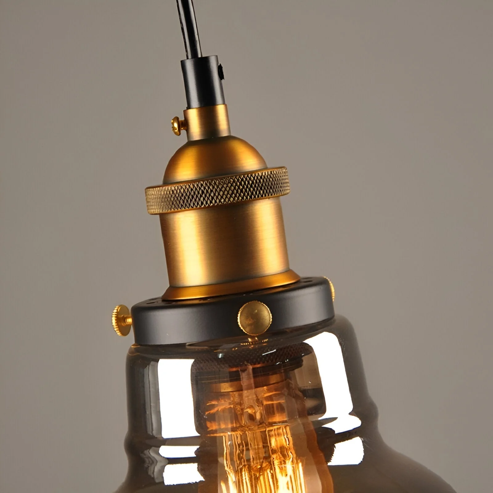 Tinted glass hanging pendant light with brass fitting - Image 11