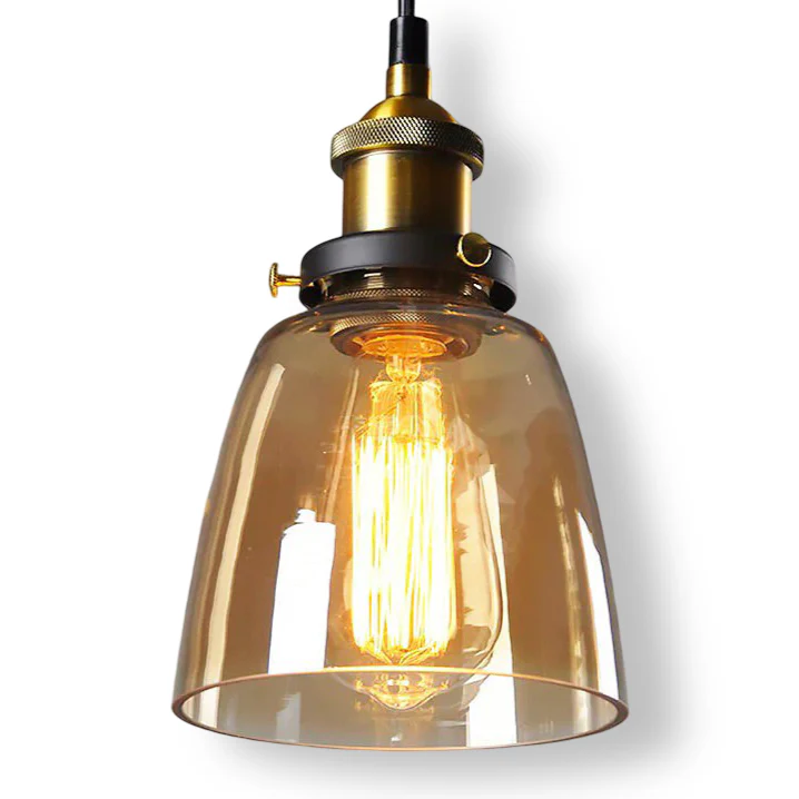 Tinted glass hanging pendant light with brass fitting - Image 13