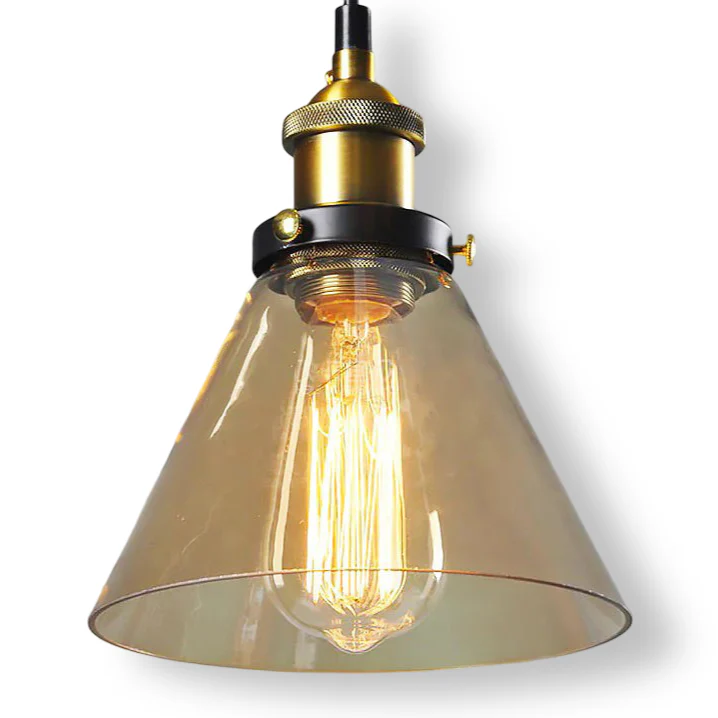 Tinted glass hanging pendant light with brass fitting - Image 14