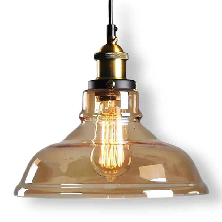 Tinted glass hanging pendant light with brass fitting - Image 15