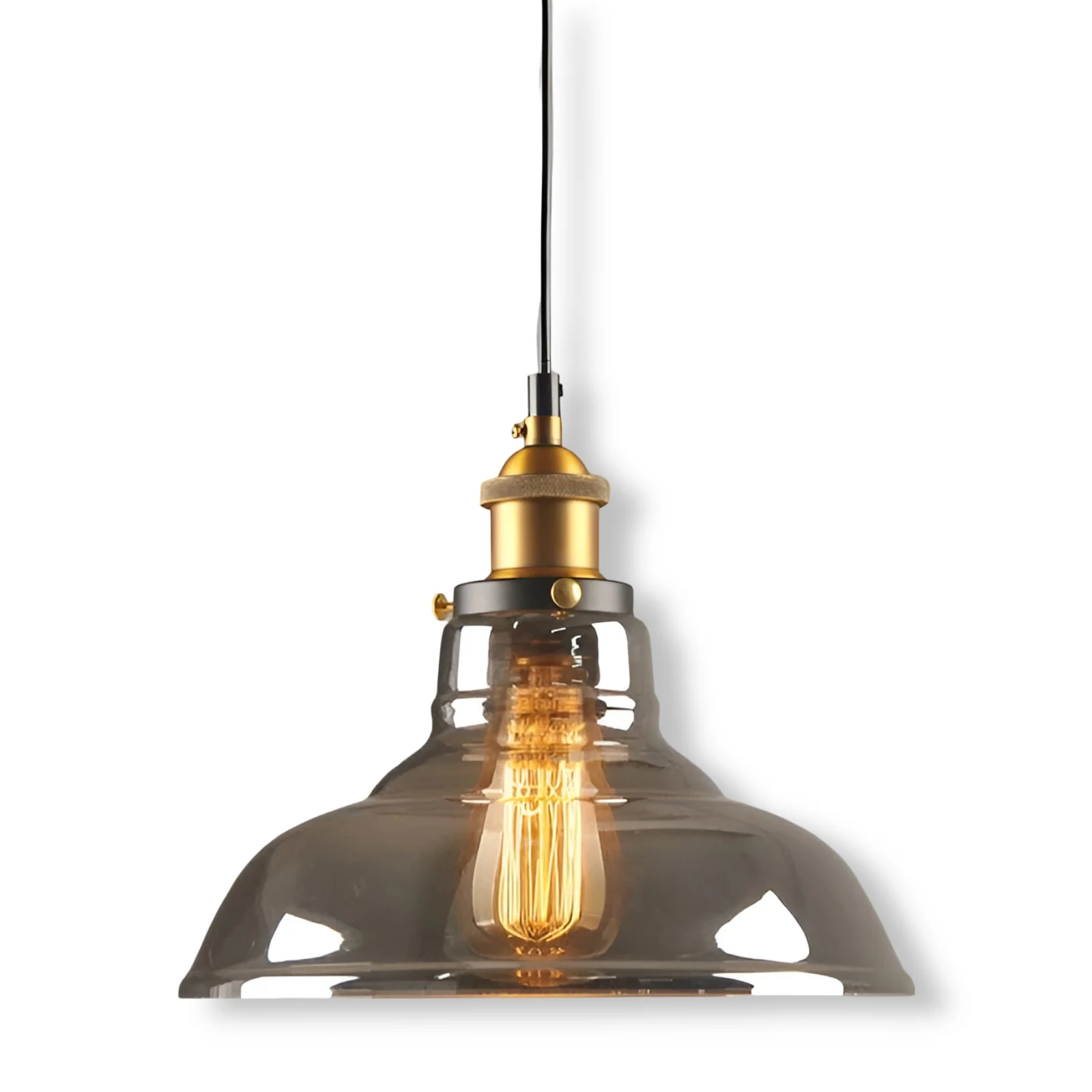 Tinted glass hanging pendant light with brass fitting - Image 16