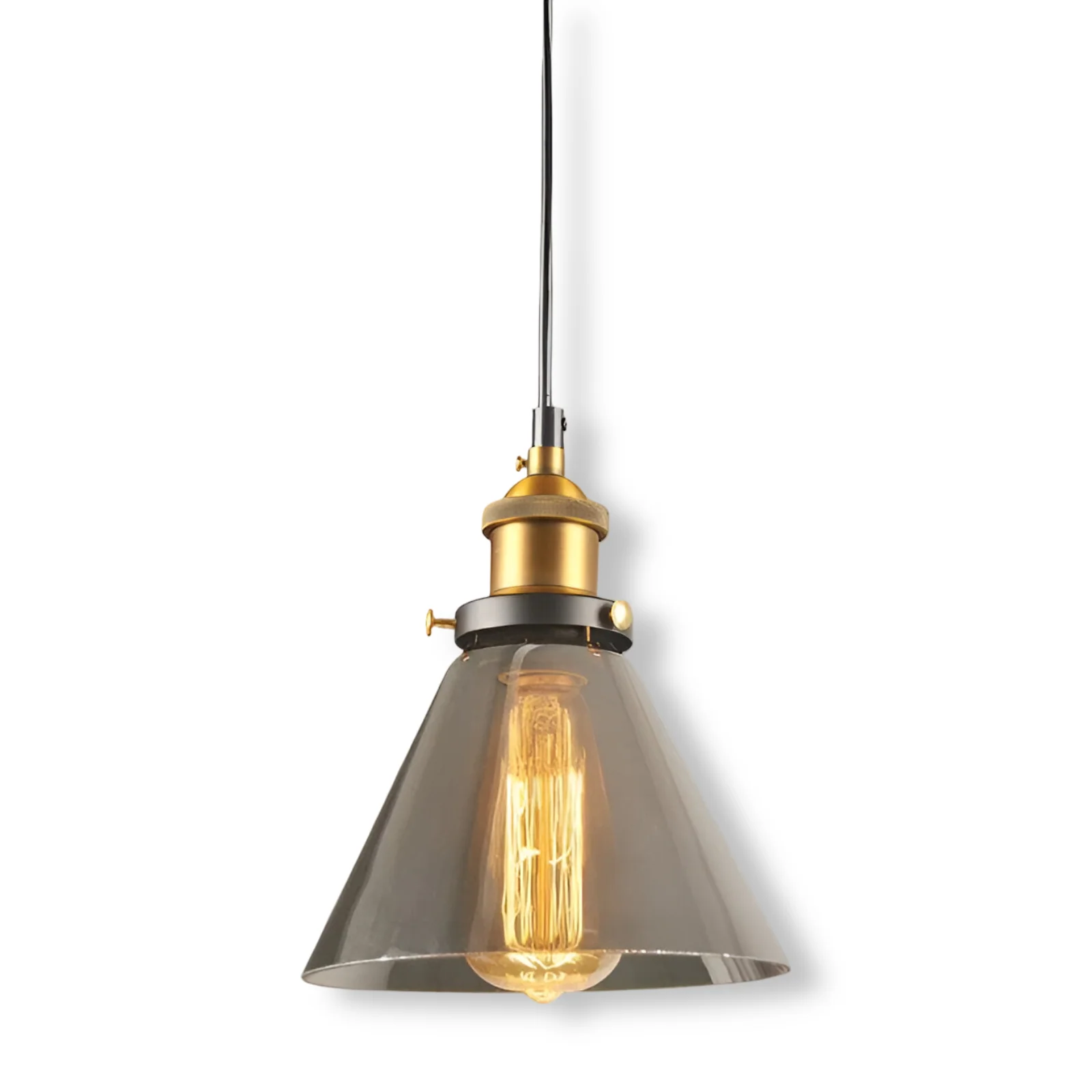 Tinted glass hanging pendant light with brass fitting - Image 17