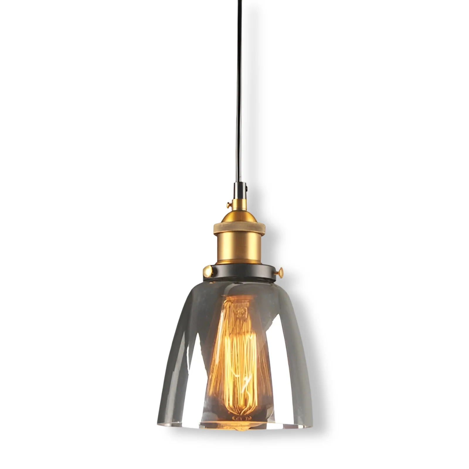 Tinted glass hanging pendant light with brass fitting - Image 19