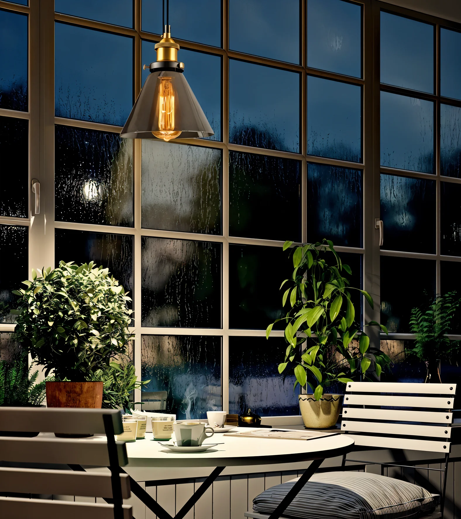 Tinted glass hanging pendant light with brass fitting - Image 5