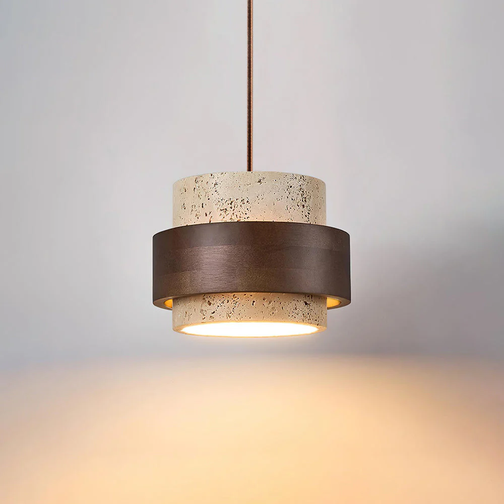 Travertine Cylinder Pendant Light - Image 2