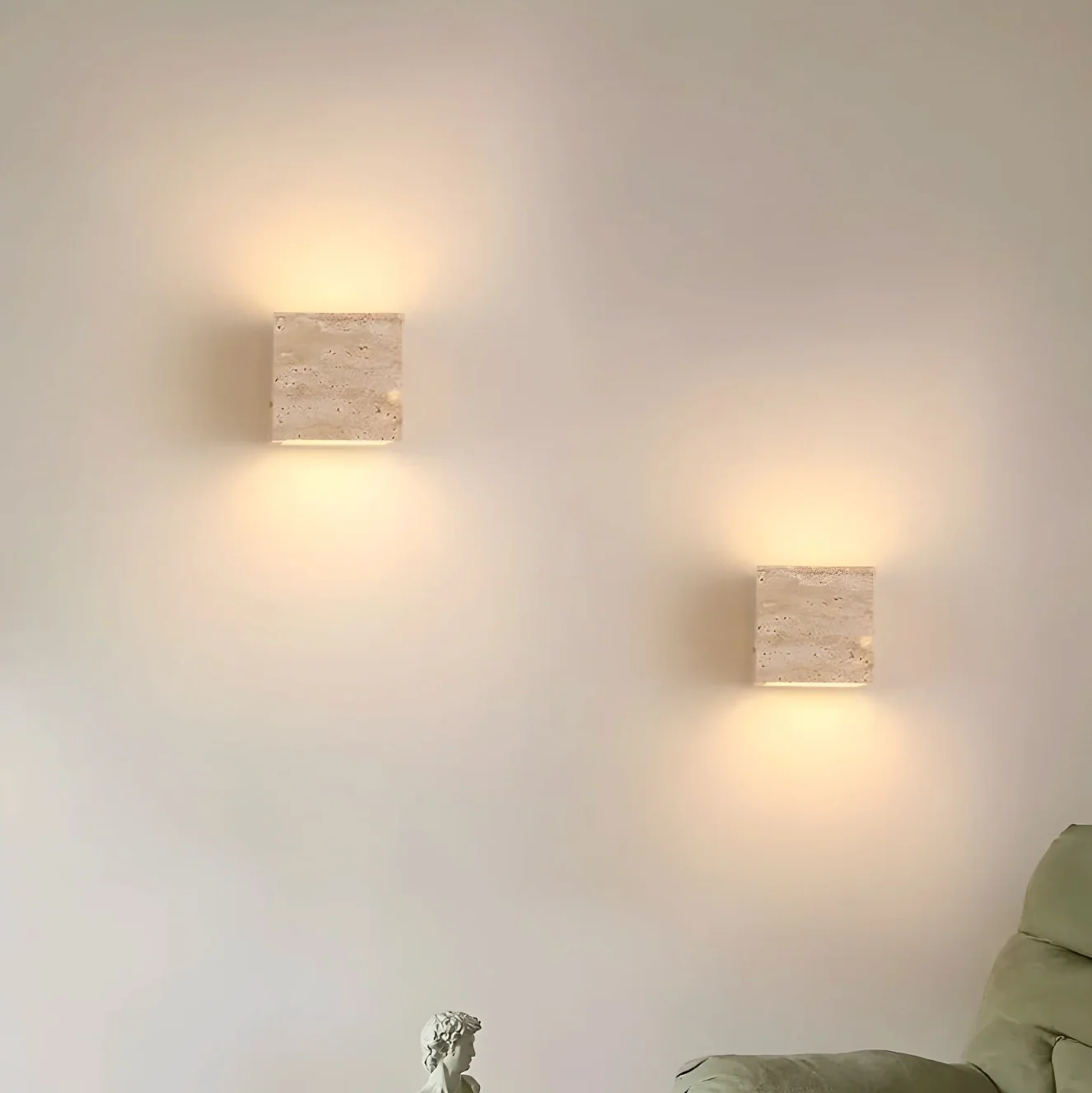 Travertine Wall Light Natural Stone Modern Minimalist Sconce - Image 2