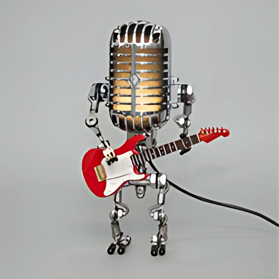 Unique Robot Table Lamp with Microphone Head and Guitar Shape - Image 4