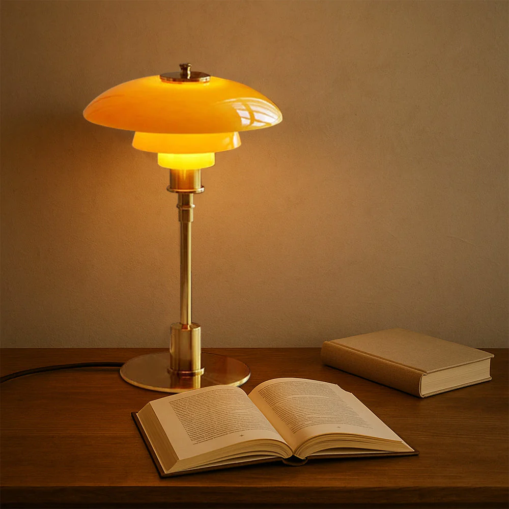 Vintage Danish Glass Shade Table Lamp - Image 14