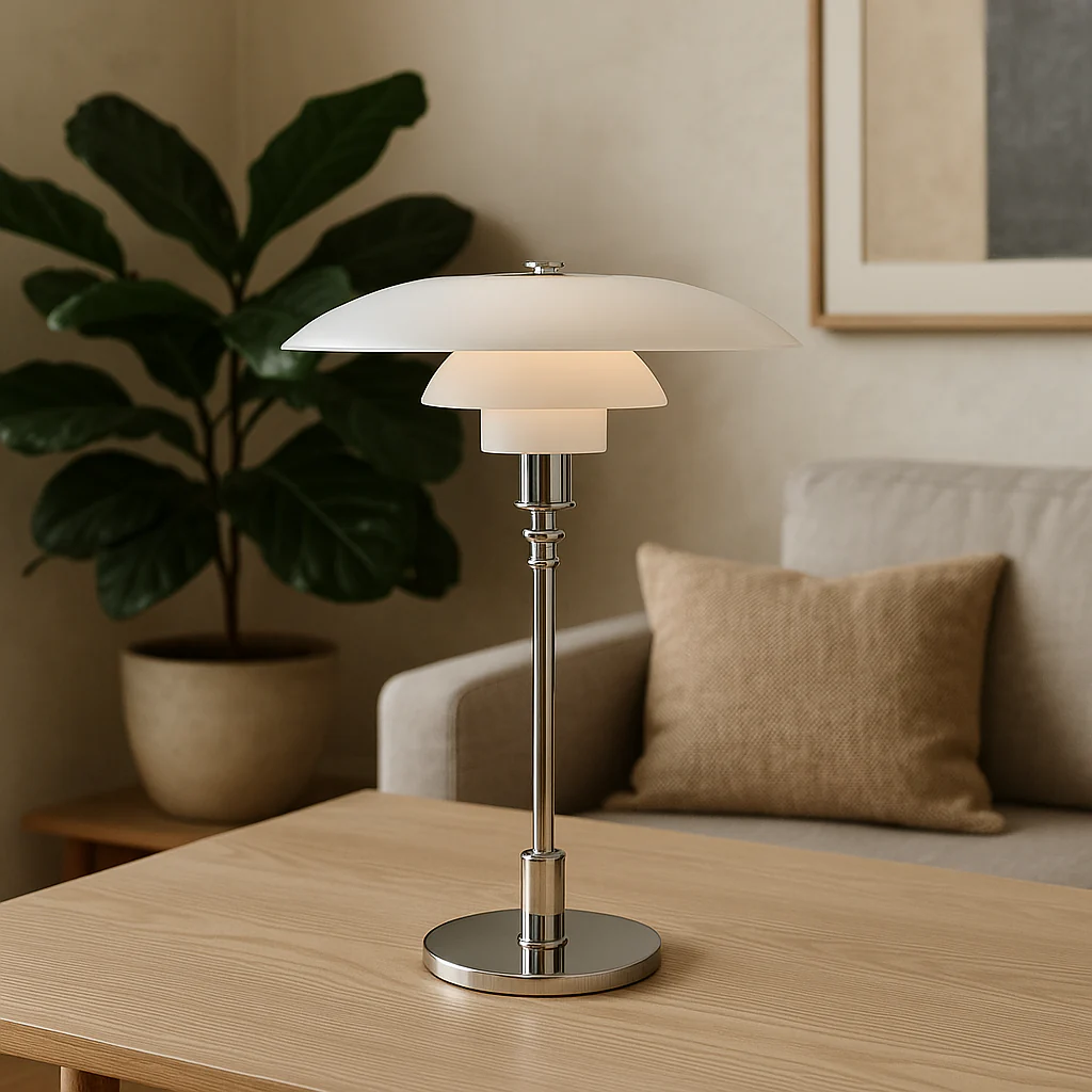 Vintage Danish Glass Shade Table Lamp - Image 4