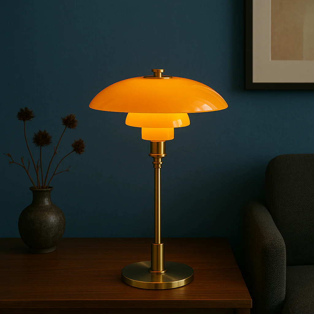Vintage Danish Glass Shade Table Lamp - Image 5