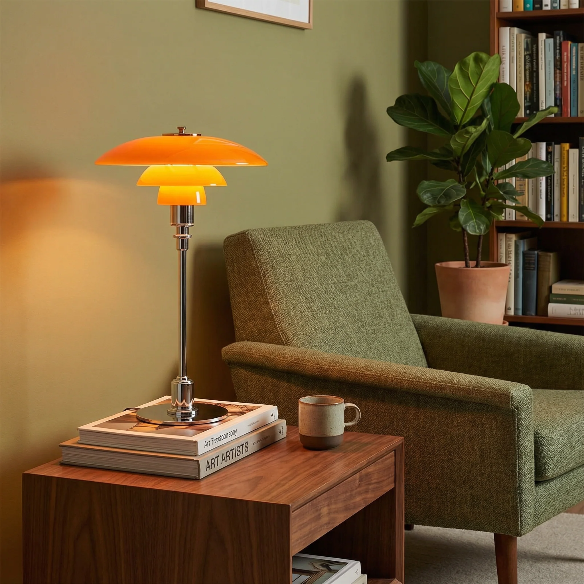 Vintage Danish Glass Shade Table Lamp - Image 7