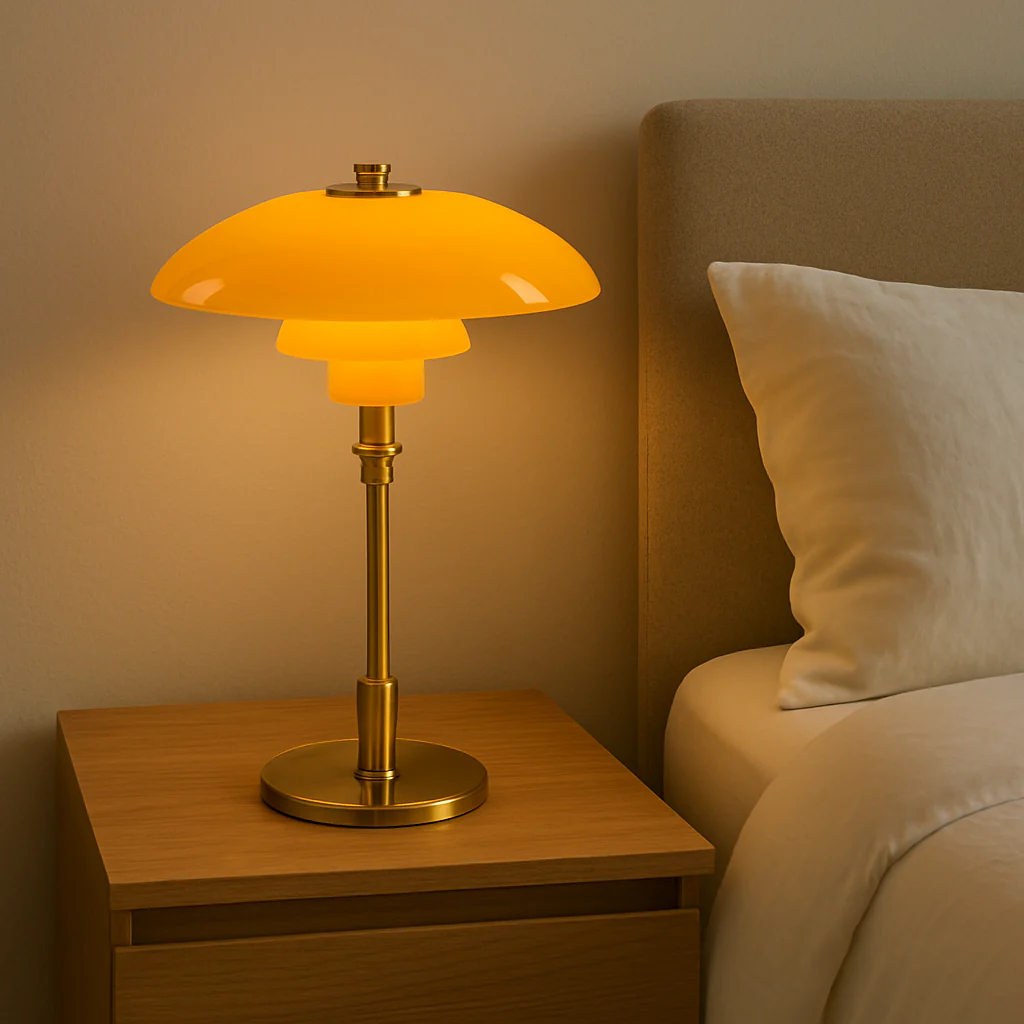 Vintage Danish Glass Shade Table Lamp - Image 8
