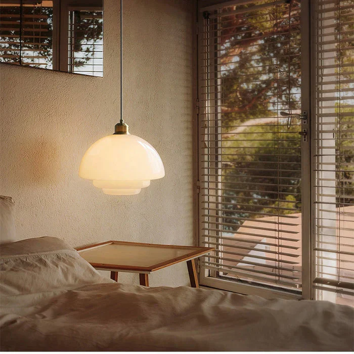 Vintage Milky Glass Hanging Lamp - Image 3