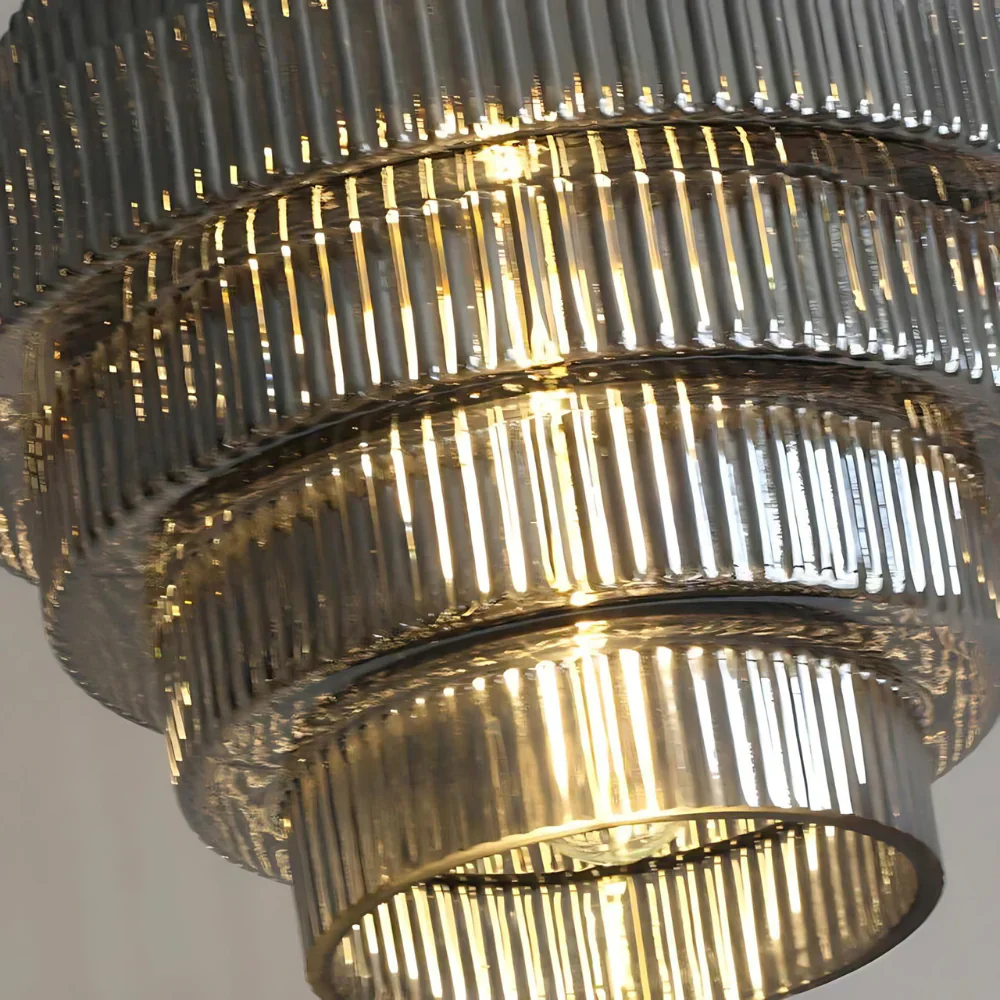 Vintage Tiered Glass Hanging Lamp - Image 5