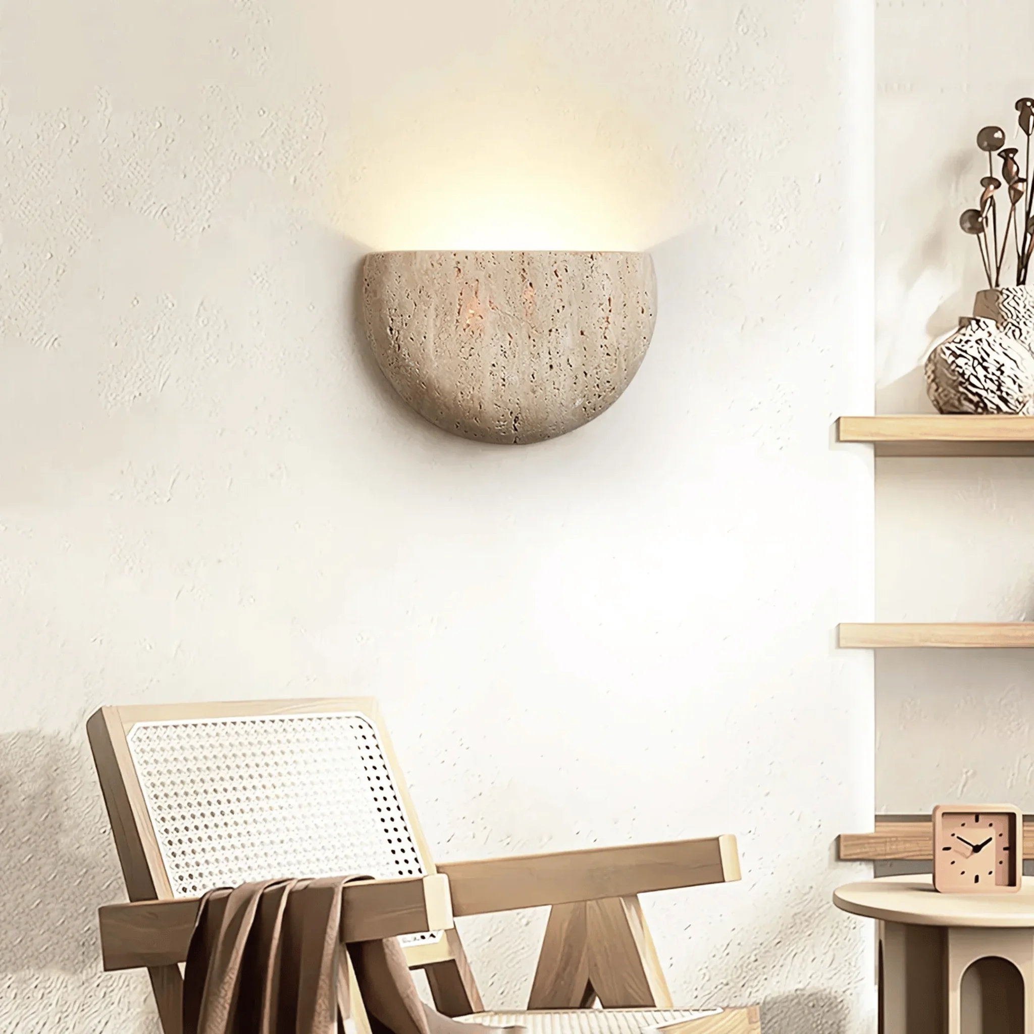 Wabi Sabi Stone Wall Sconce Soft Ambient Lighting - Image 7