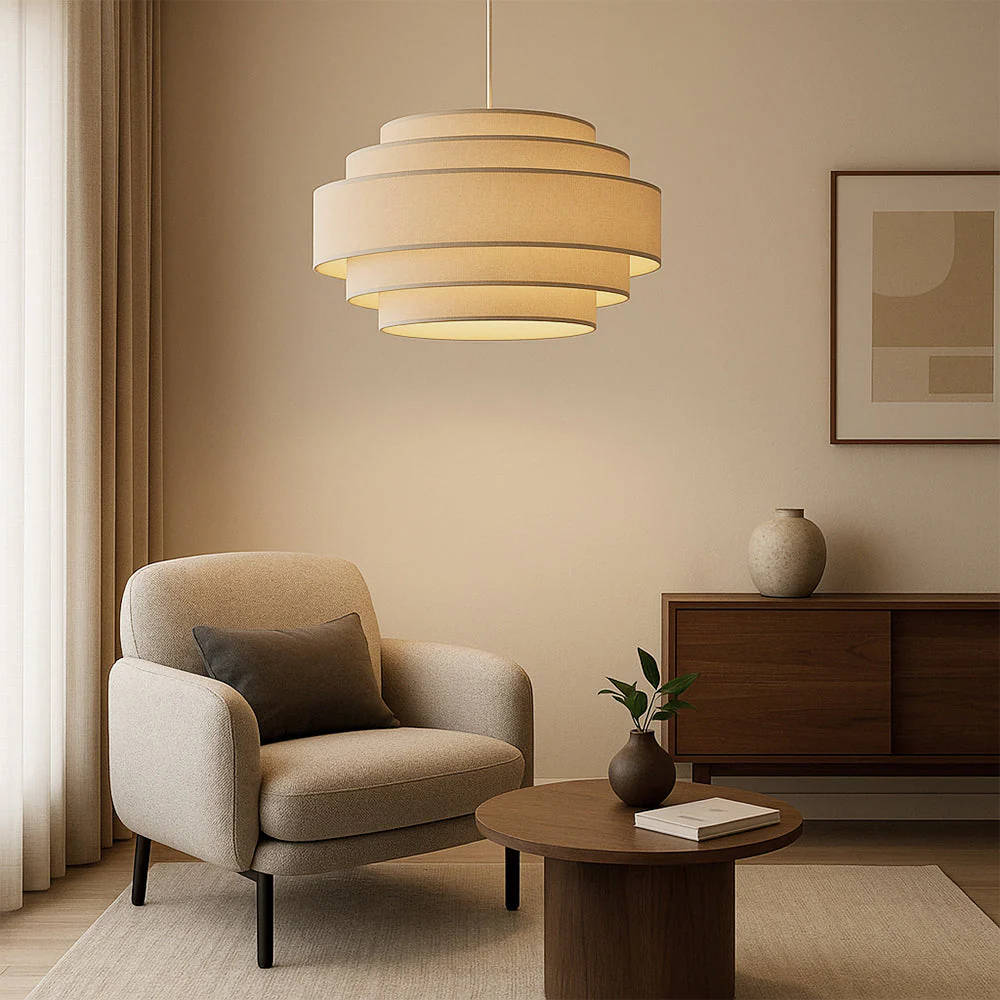 Wabi-Sabi Tiered Fabric Pendant Lamp - Image 2